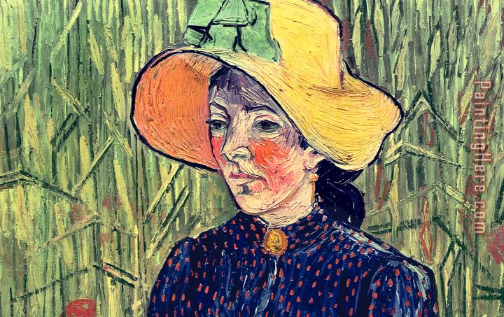 Vincent van Gogh Young Peasant Girl In A Straw Hat Sitting In Front Of A Wheatfield